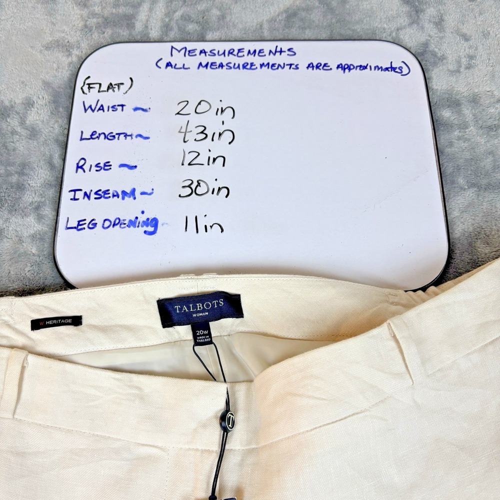 Talbots Woman‎ Womens Linen Pants Straight Leg Lightweight Classic Fit Beige 20W - Picture 6 of 13